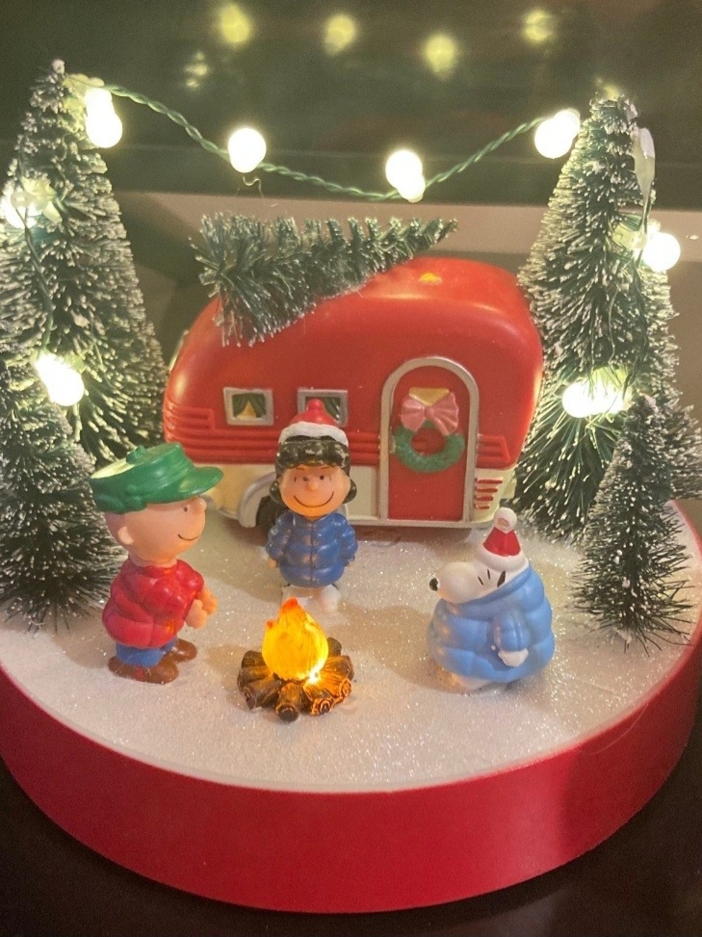 Peanuts Red Camper Holiday Tabletop Scene with LED Lights
